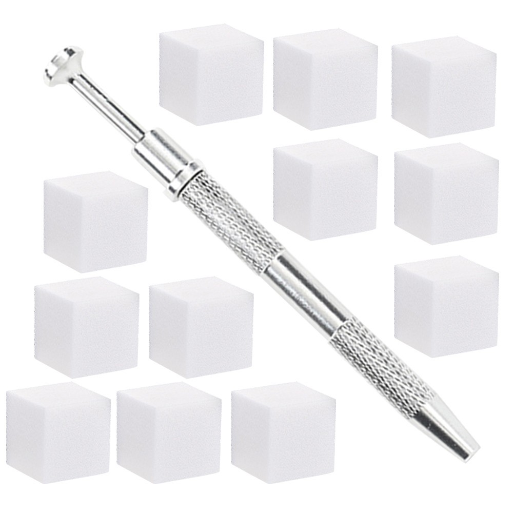 1 Set Small Soft Nail Sponges and 4-Prong Metal Grabber for Manicure Use