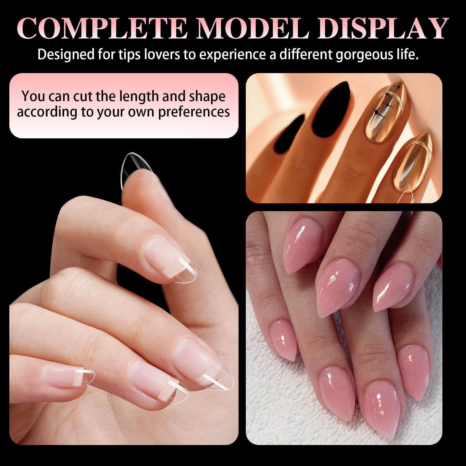 600pcs/Box False Nail Tips Short Oval/Round/Sqaure/Stiletto Finger Nails 12Sizes