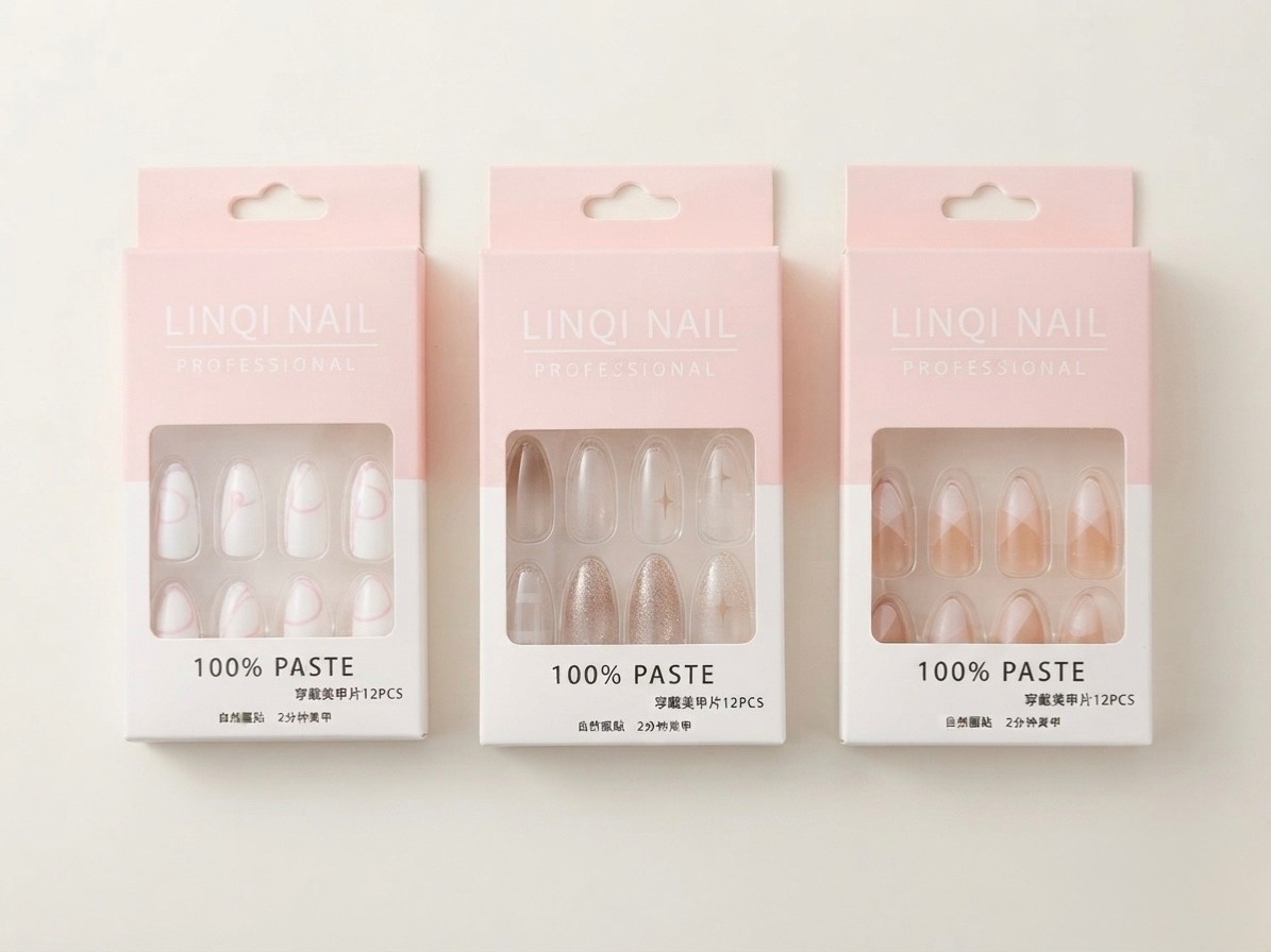 Linqi Nail Professional Press-On Nails 12Pcs – False Acrylic Artificial Gel Nail