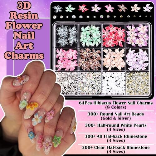 3D Nail Charms and Gems for Nail Art 3D Flower Rein 2pcs multicolor flowers-1