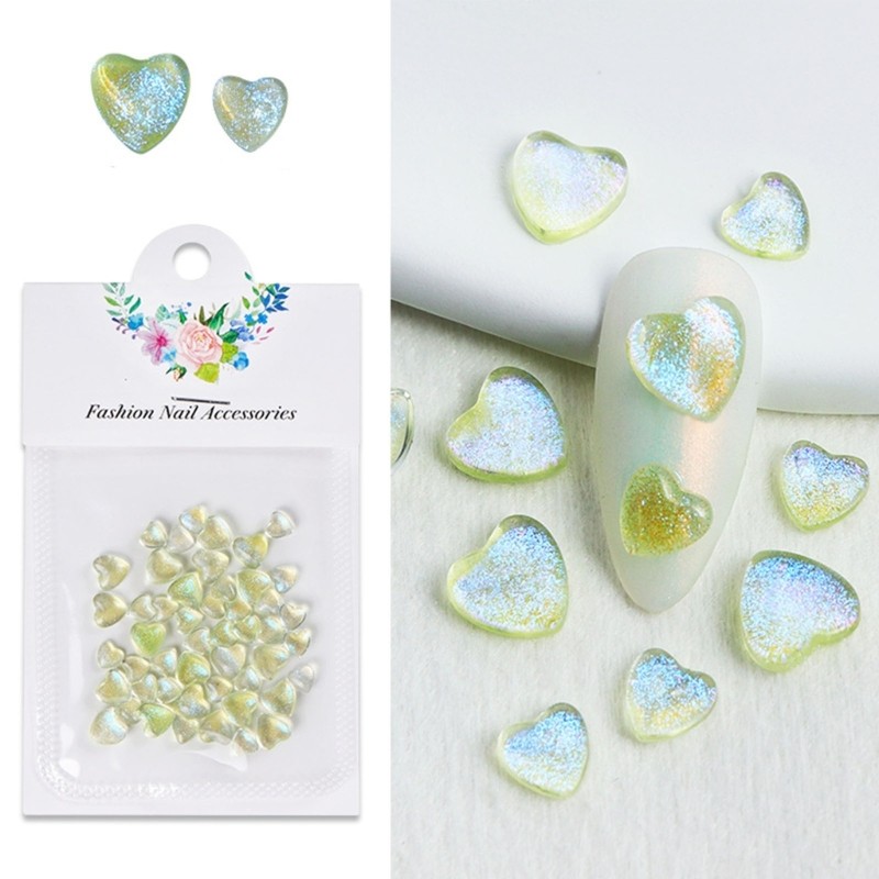 50Pcs Large Nail Art Rhinestones Flat Back Nail Crystals Heart Nail Gems Stone