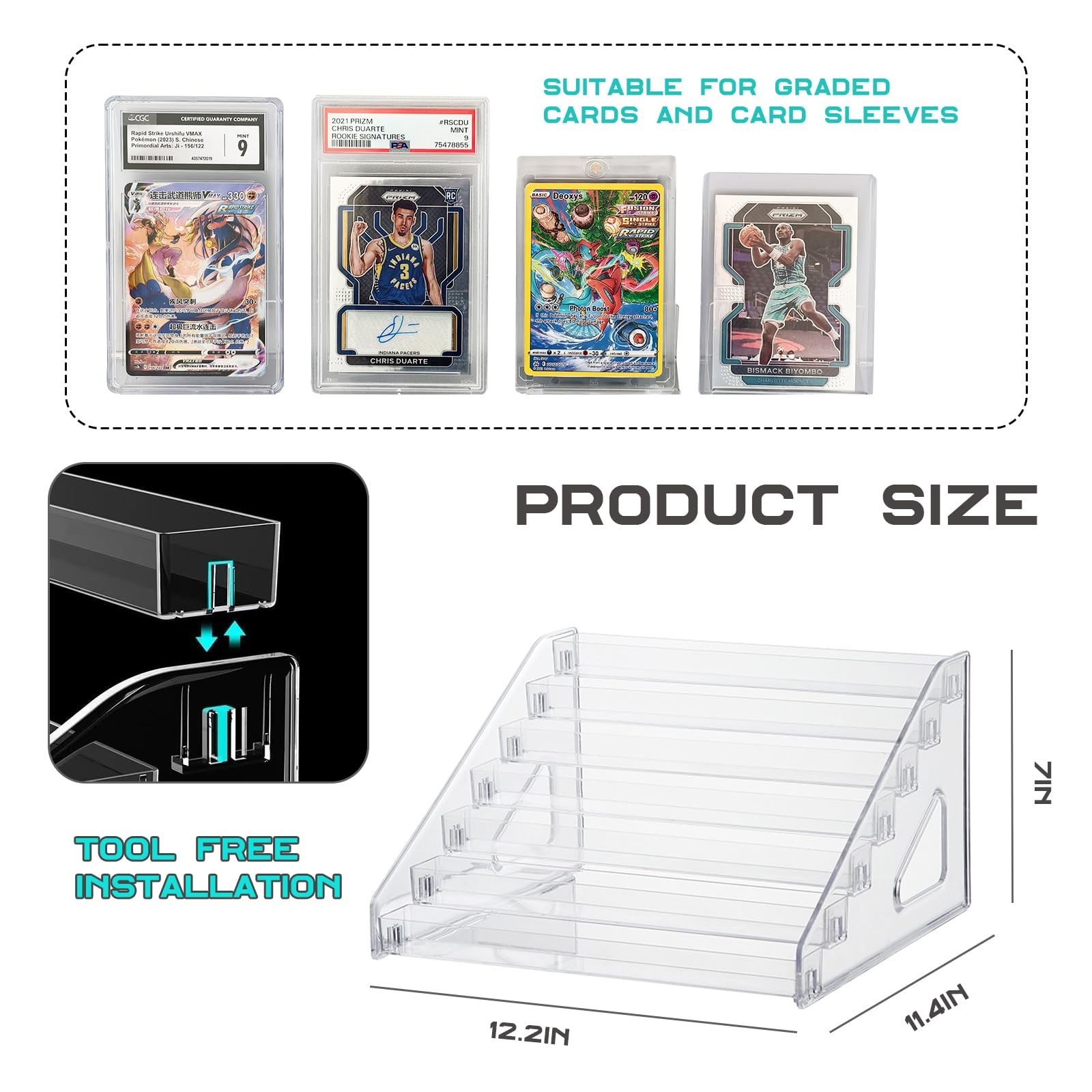 AAiphuwew 2 Pack 7 Tier Acrylic Card Display Stand, Display for Trading Cards…