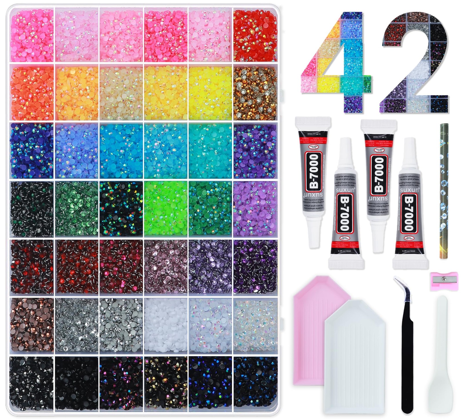 42 Colors Rhinestones for Bedazzling 40000 Pcs 3mm Multicolor Resin Jelly Fla…