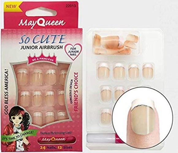 Kids Nail Tips Fake Artificial 72pcs Pack With Glue For Girls