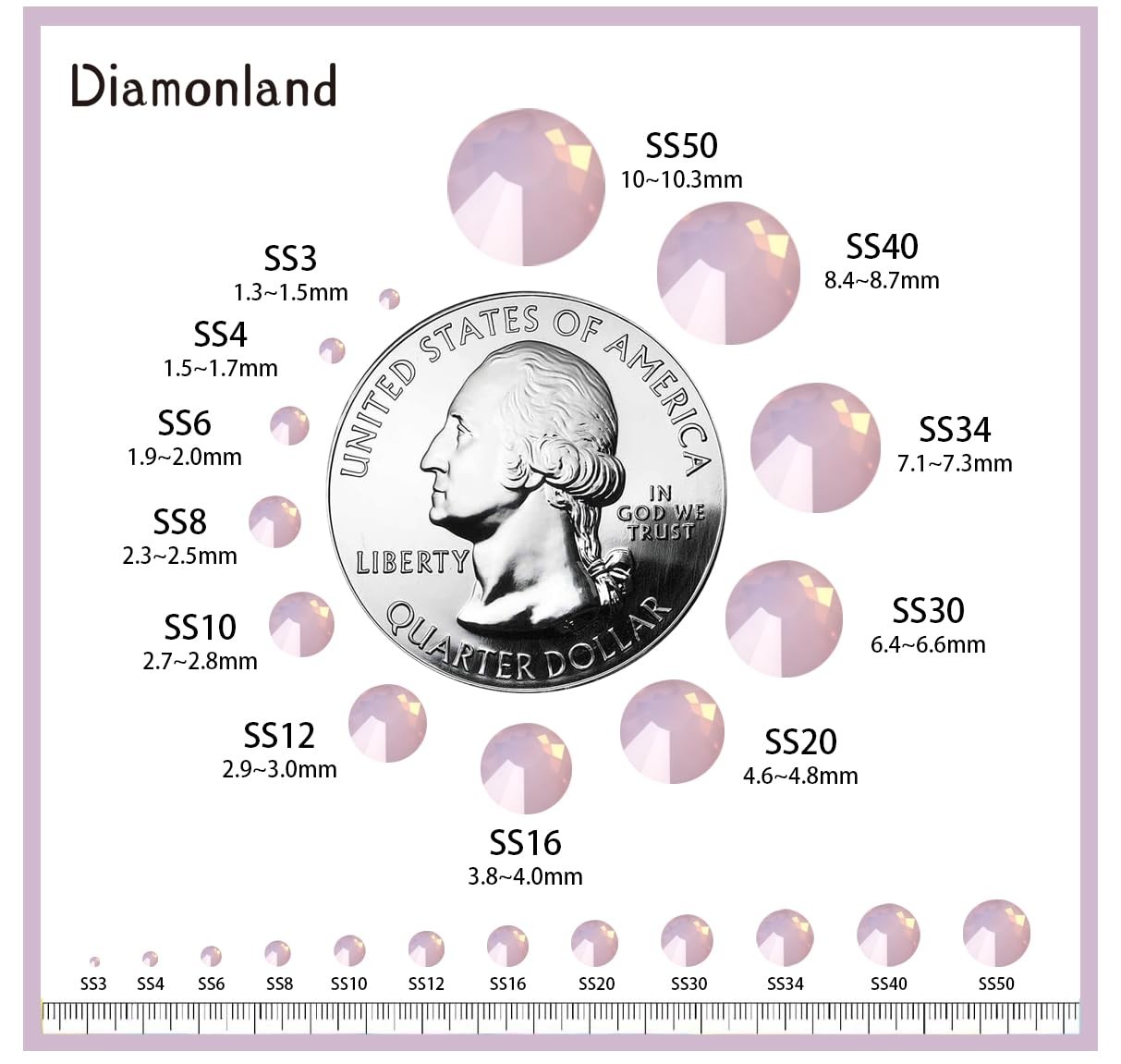 Diamonland Flatback Glass Crystal Rhinestones Rounds Gems for Bedazzling Nail…