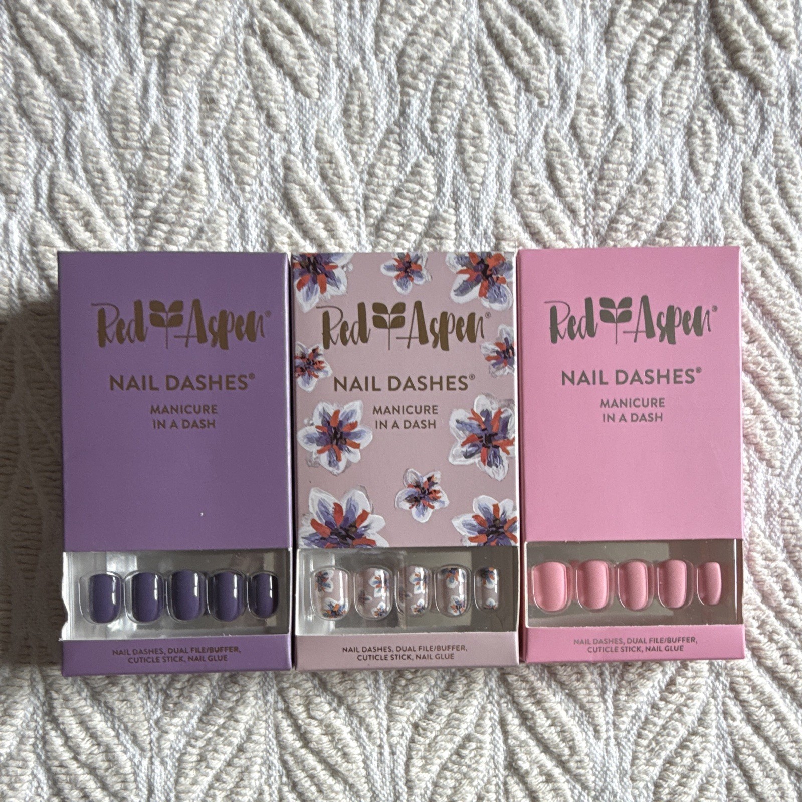 3 Red Aspen Nail Dash Purple, Floral, Pink Manicure In A Dash