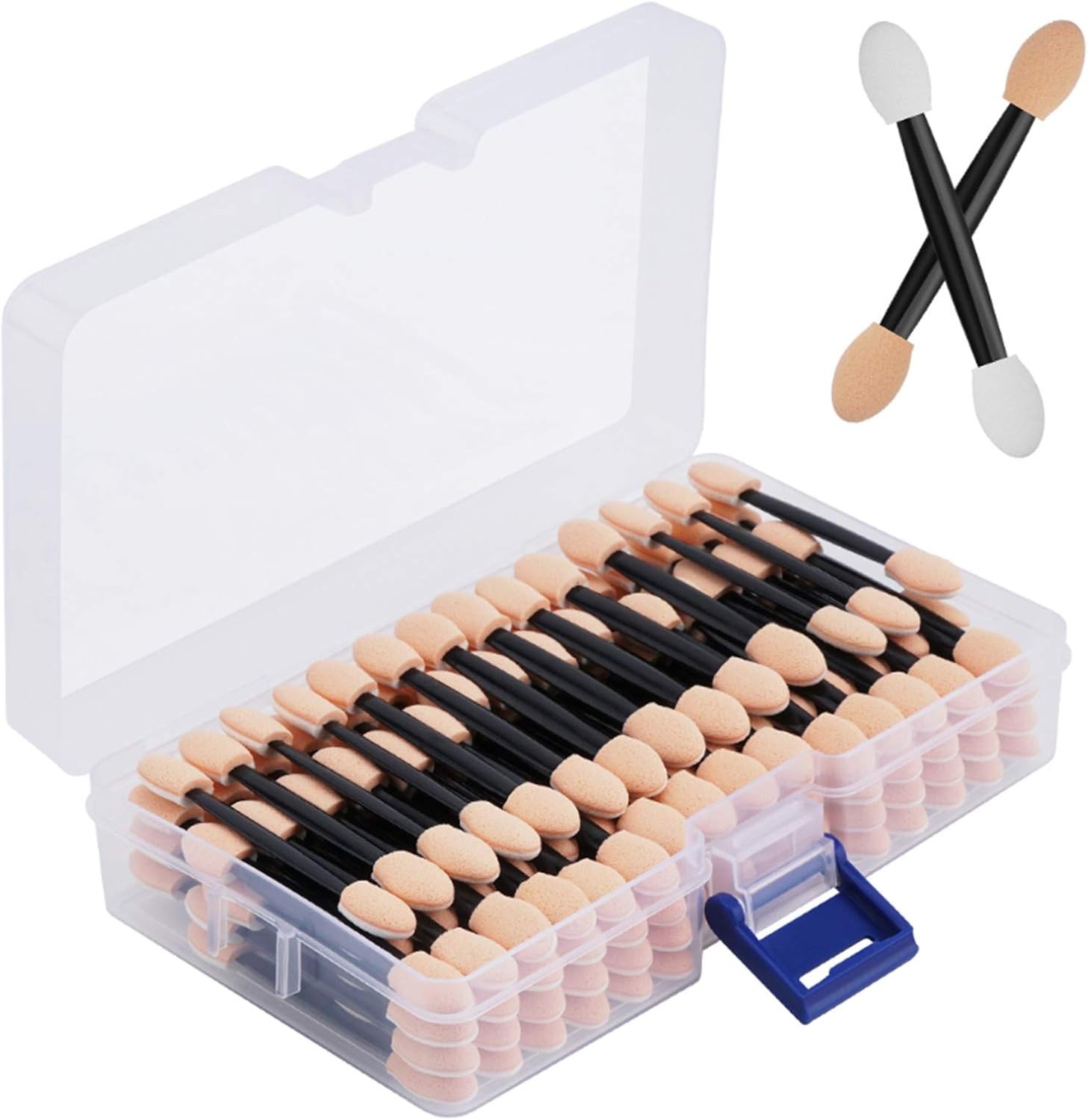 Disposable Sides Eye Shadow Spon Applicators with Container,