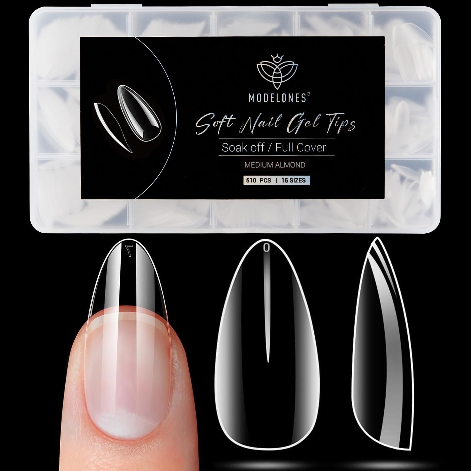 Modelones Short Almond Fake Nail Tips – 510Pcs Gel Tips Pre-Shaped Half Matte Fu