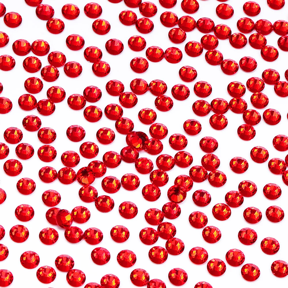 Siam Glass Flatback Rhinestone Glitter Red Glue On Crystal Diamond for Nail Art