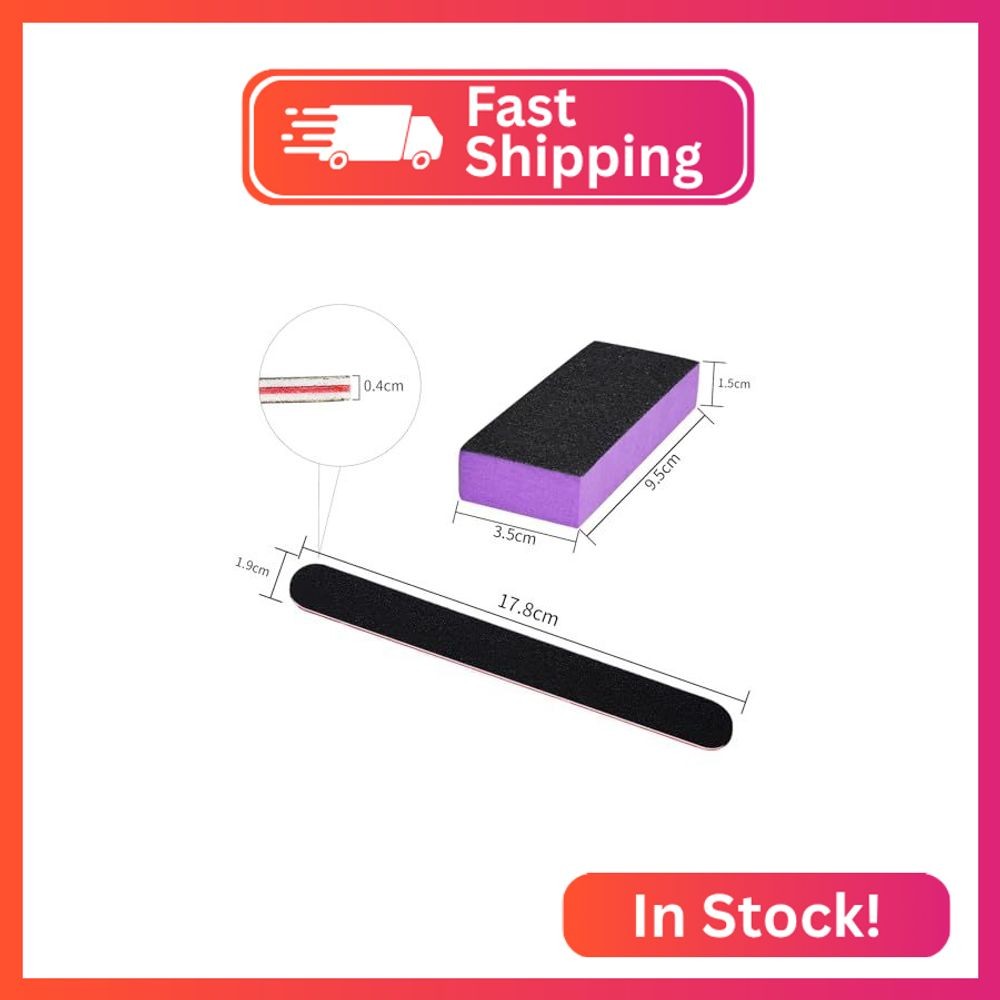LNAUJS Nail File and Thin Buffer Block, 100/180 Grit, Professional Manicure Tool