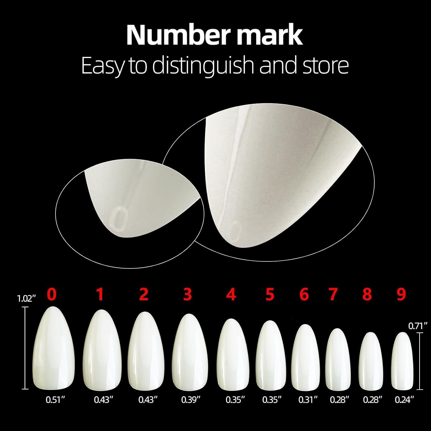 500Pcs Medium Almond Fake Nail Tips Full Cover Clear Acrylic Nails Press on N…