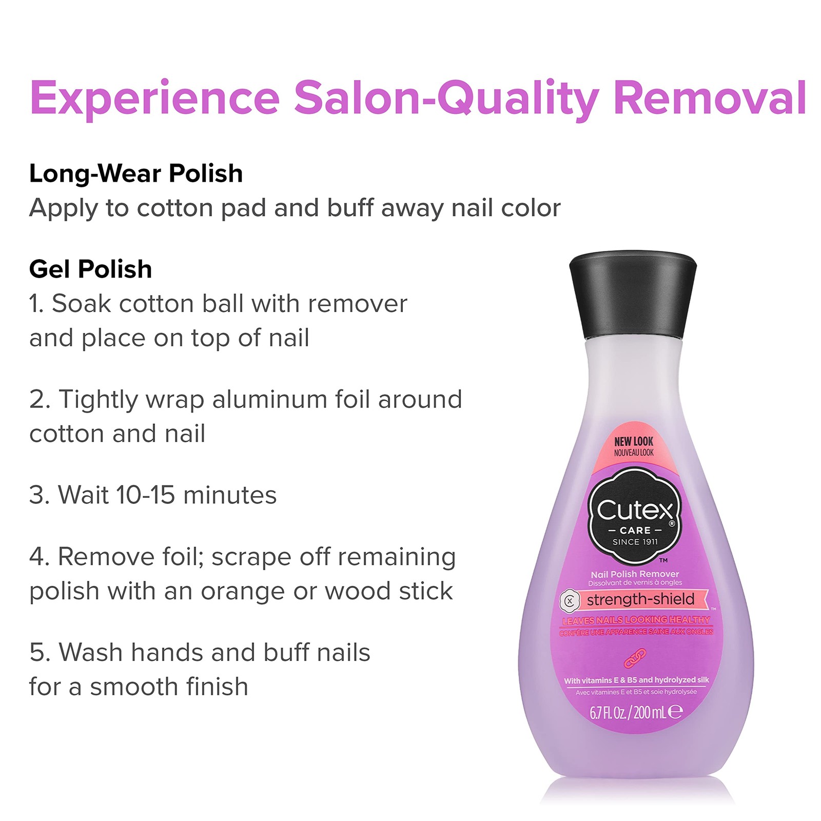 Cutex Nail Polish 6.7 Fl Oz (Pack of 2), Strength Shield Remover