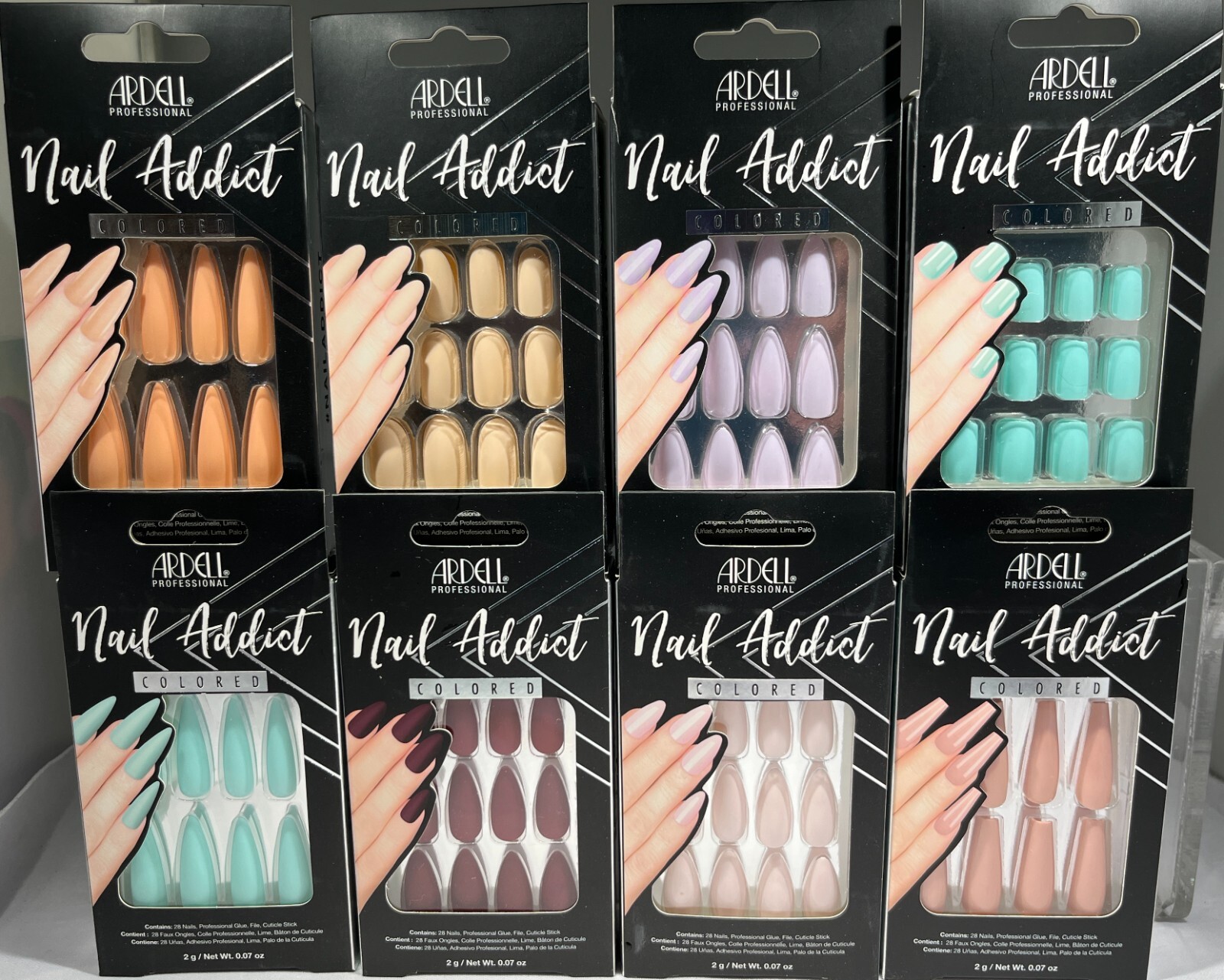 Ardell Nail Addict Artificial Nail Set COLORED, 28 Nails – CHOOSE COLOR!