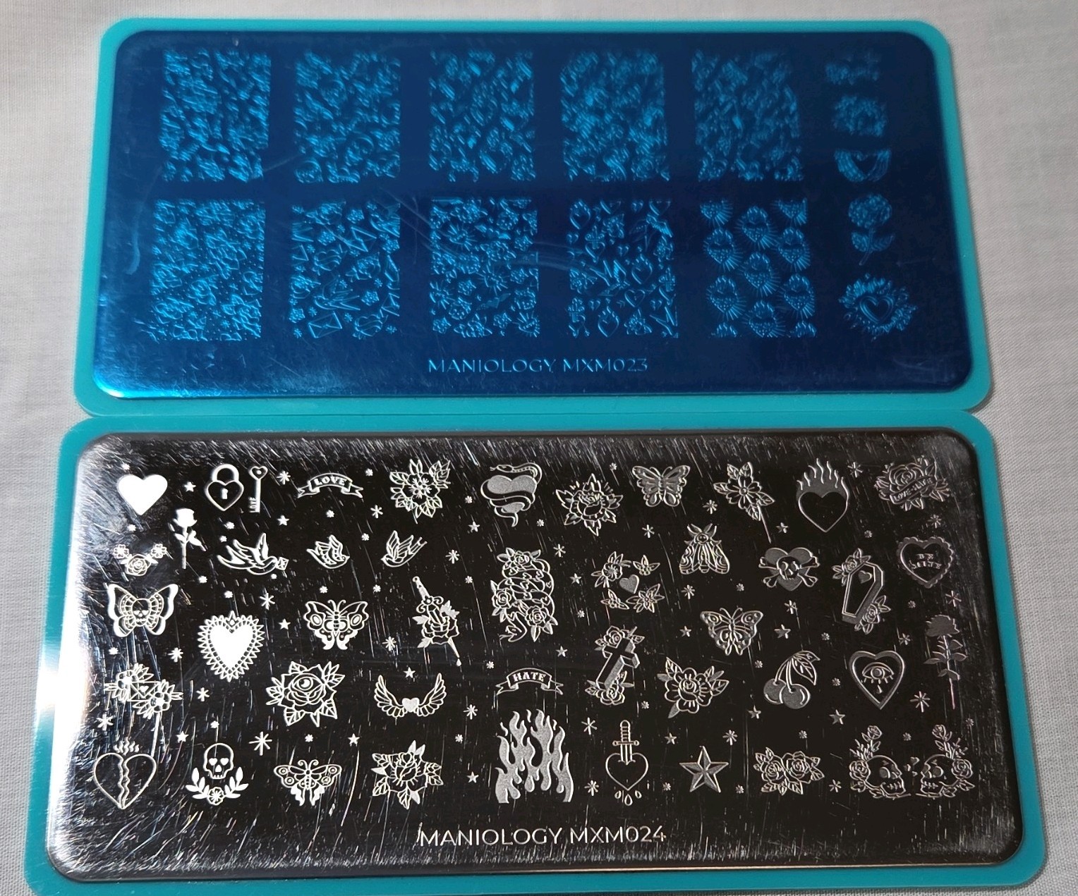 HTF Maniology MXM January 2020 Nail Stamping Plates MXM023 & MXM024 Complete set