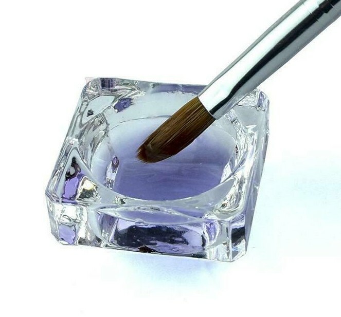 CRYSTAL GLASS DAPPEN DISH POT + LID CUP ACRYLIC LIQUID MONOMER NAILS POWDER UK