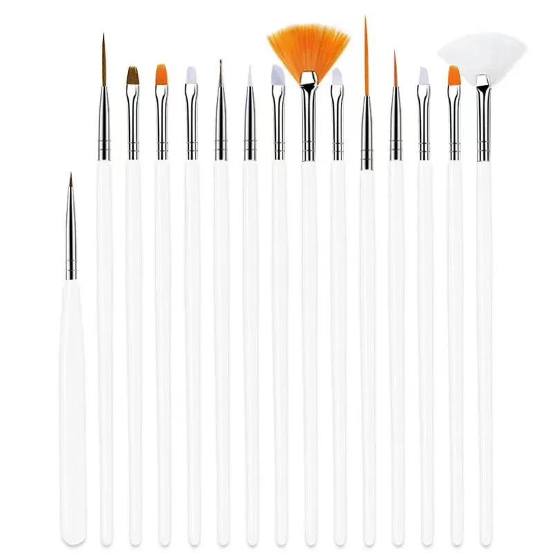 15PCS Gel Nail Art Brushes Set Manicure Dot Nails Set for Diy & Professional Use
