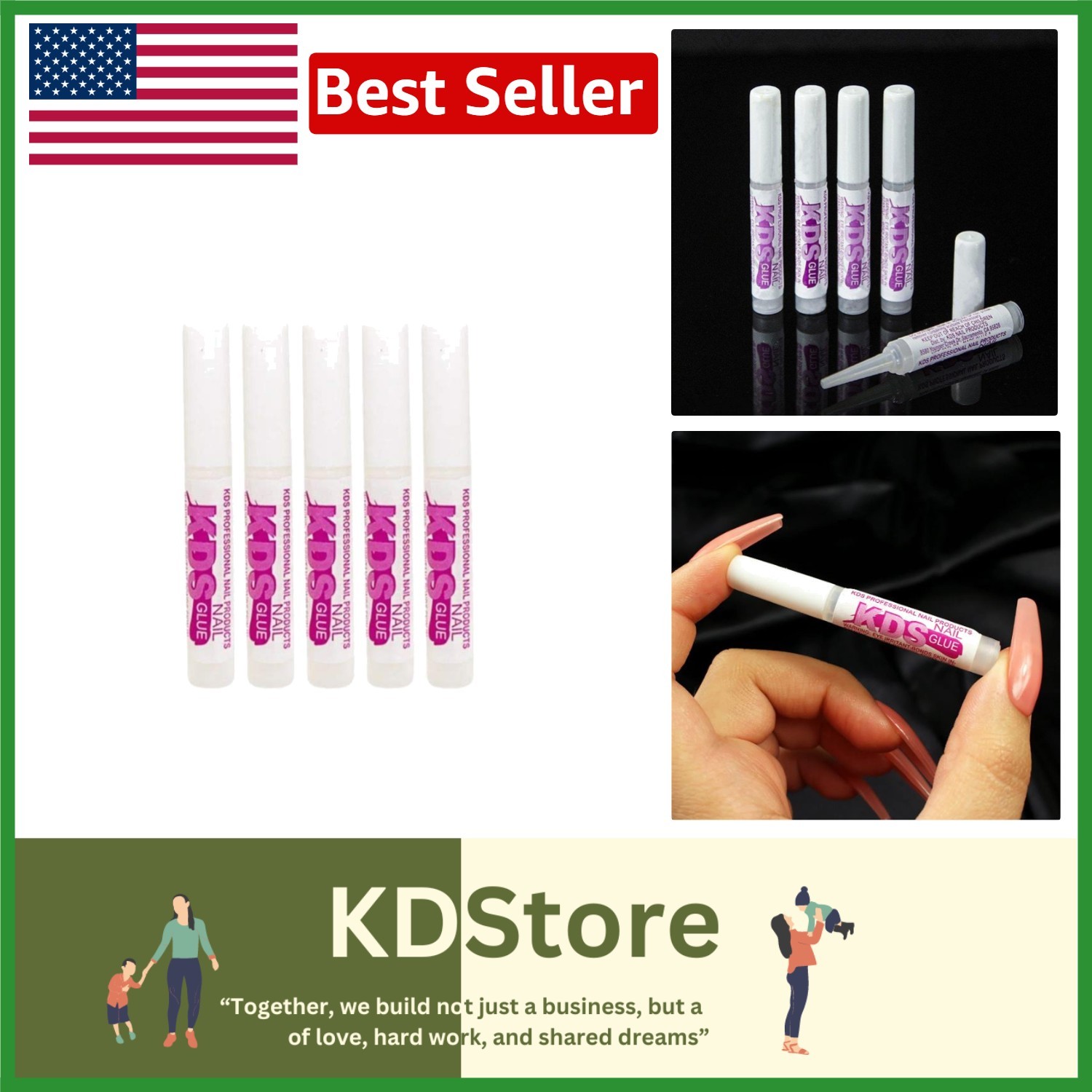 Professional Quality 5 Pcs Nail Tip Glue – Clear Gel for Acrylic Tips – 0.07 oz