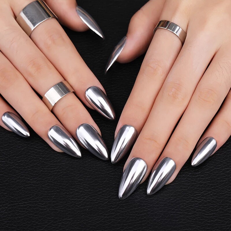 Mirror Chrome Silver Nail Powder Glass Super Shiny Effect Nails Pigment Shimmer
