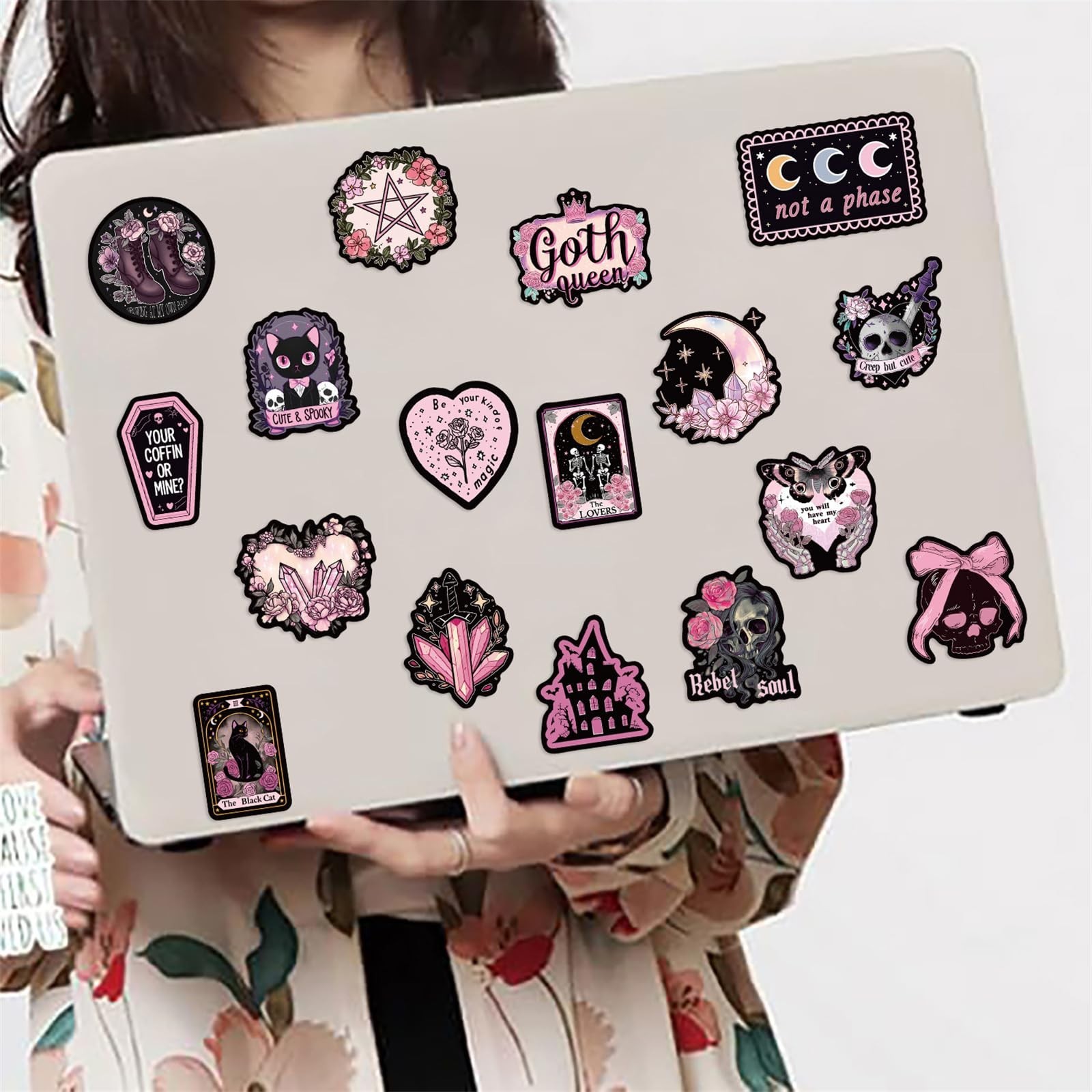 50Pcs Cool Goth Sticker for Adults Black Pink Aesthetic Gothic Stickers Pack …