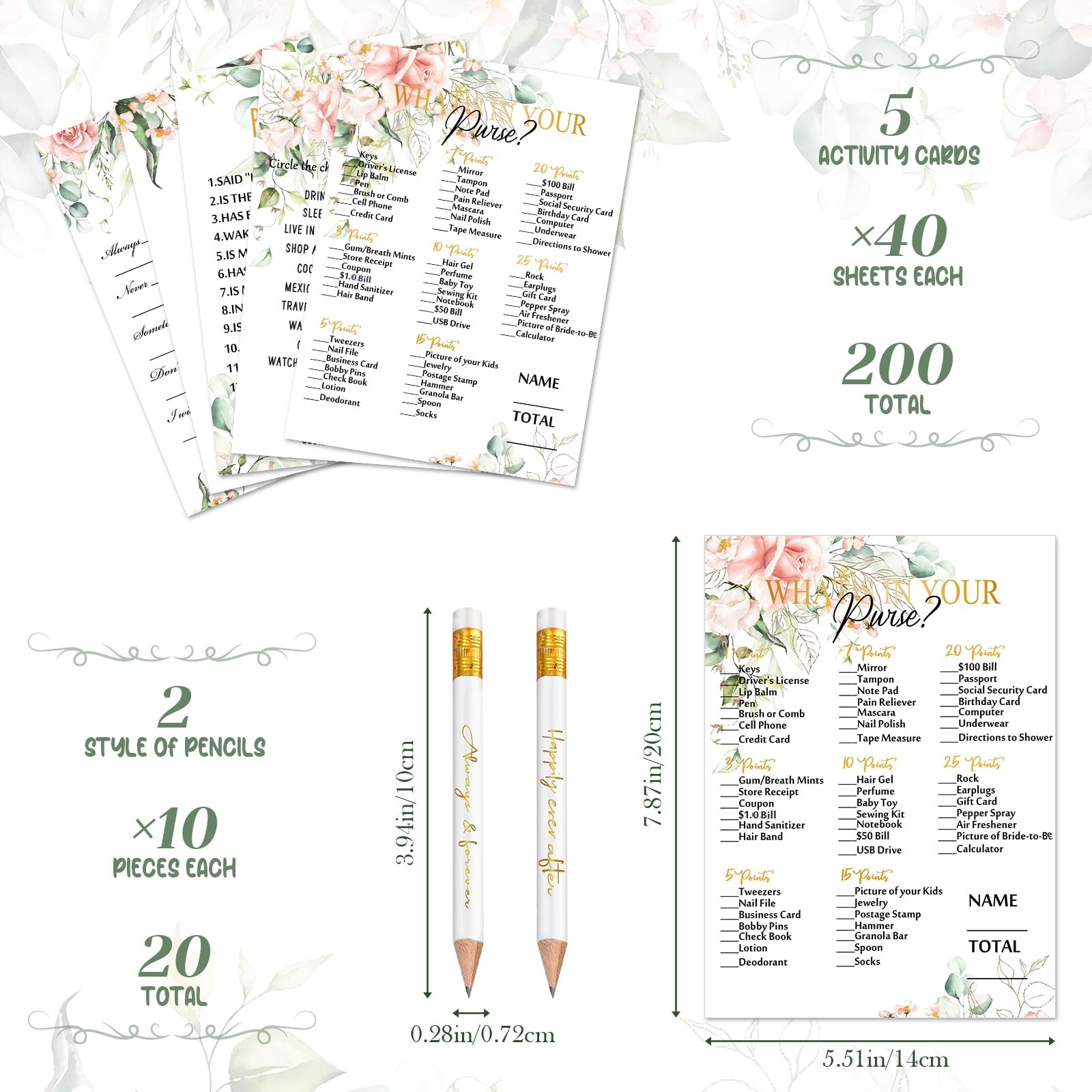 Maxdot 220 Pieces Wedding Supplies Bridal 7.87 x 5.51 inches, Multi-color