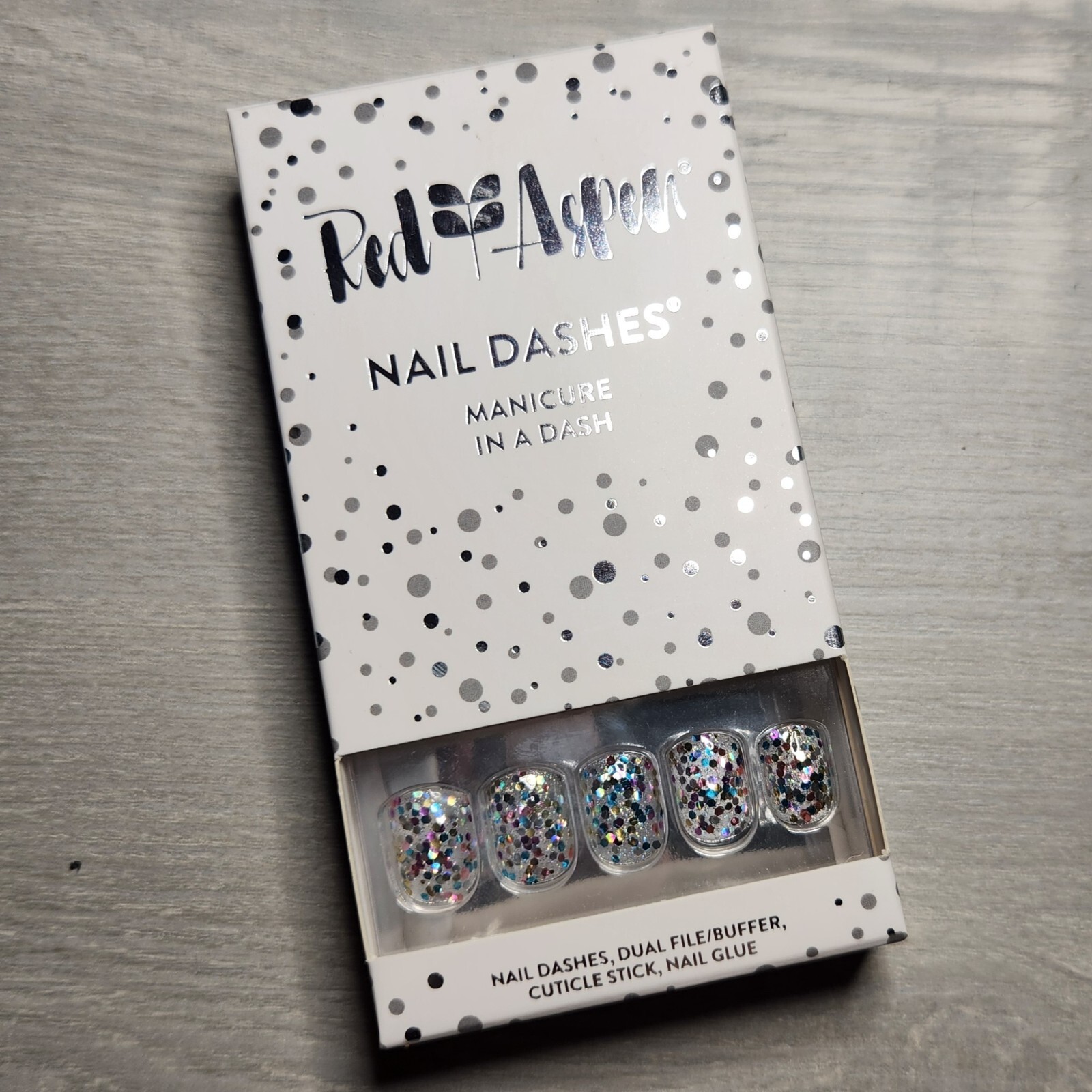 Press On Nails The Rest Is Confetti, Rachel Glitter Spring Easter Dash Red Aspen