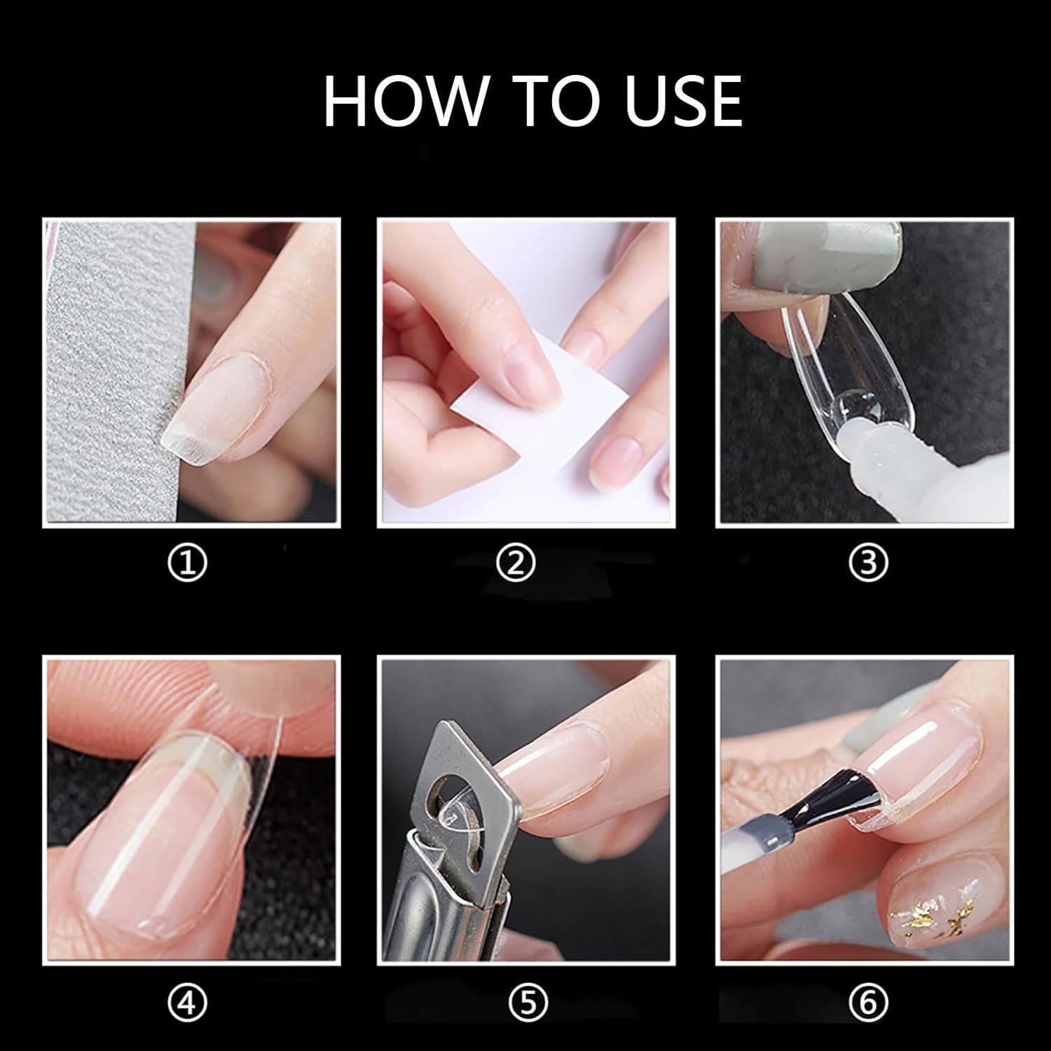 500Pcs Medium Almond Fake Nail Tips Full Cover Clear Acrylic Nails Press on N…