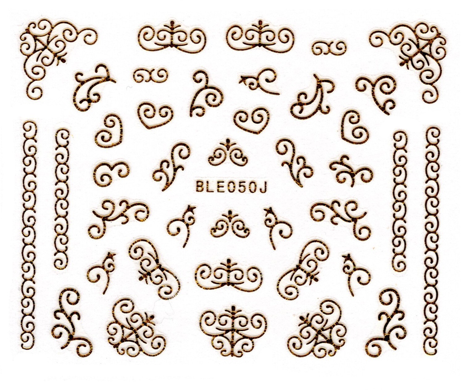 Nail Art 3D Decal Stickers Gold lace line BLE050J