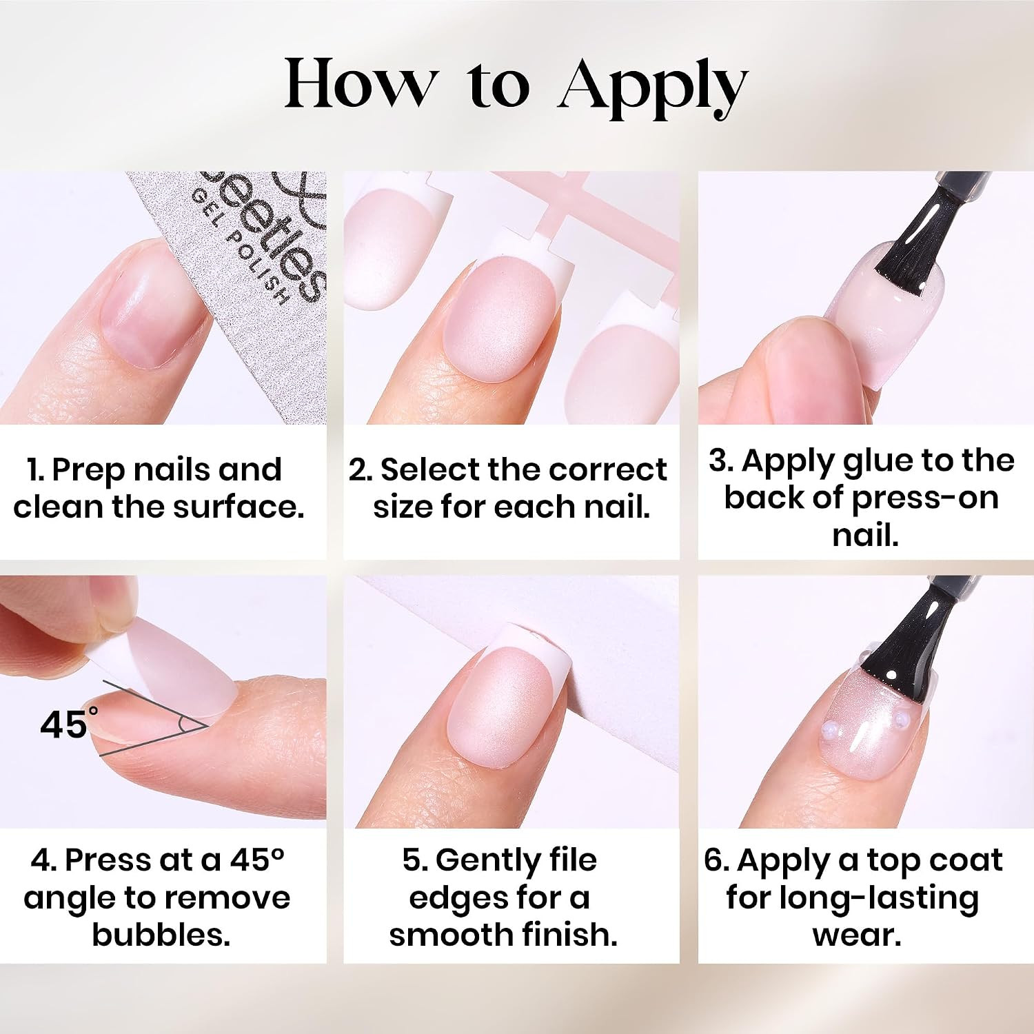 Beetles French Tip Press on Nails 150Pcs Short Square Soft Nail Gel Tips | Gel P