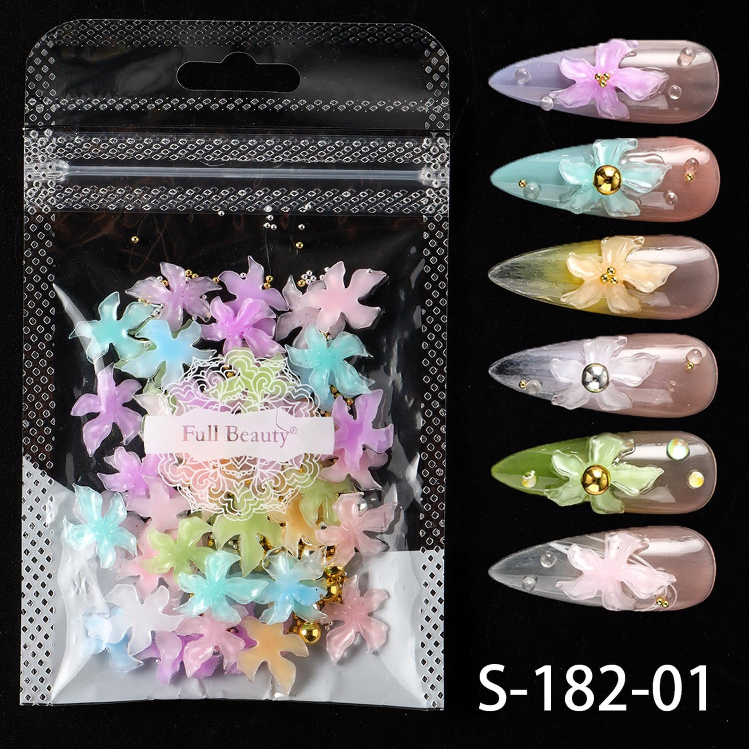 Summer Flower Nail Charms 3D Hibiscus Flowers for Nails Gems Spring Nail Jewelry