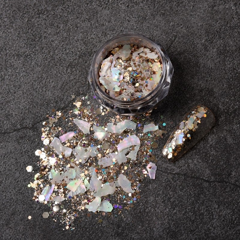 3D Abalone Seashells Slices,Irregular Nail Art Glitter Flakes Nail Art Supplies