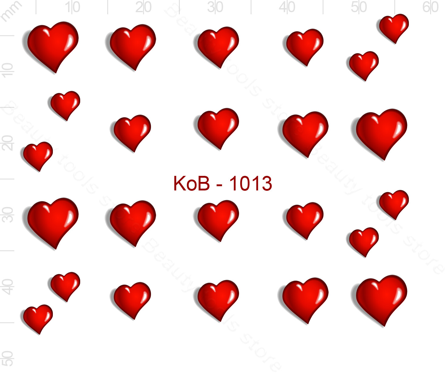 Nail Art Water Transfer Sticker Decal Stickers Pretty 3D Heart Red KoB-1013