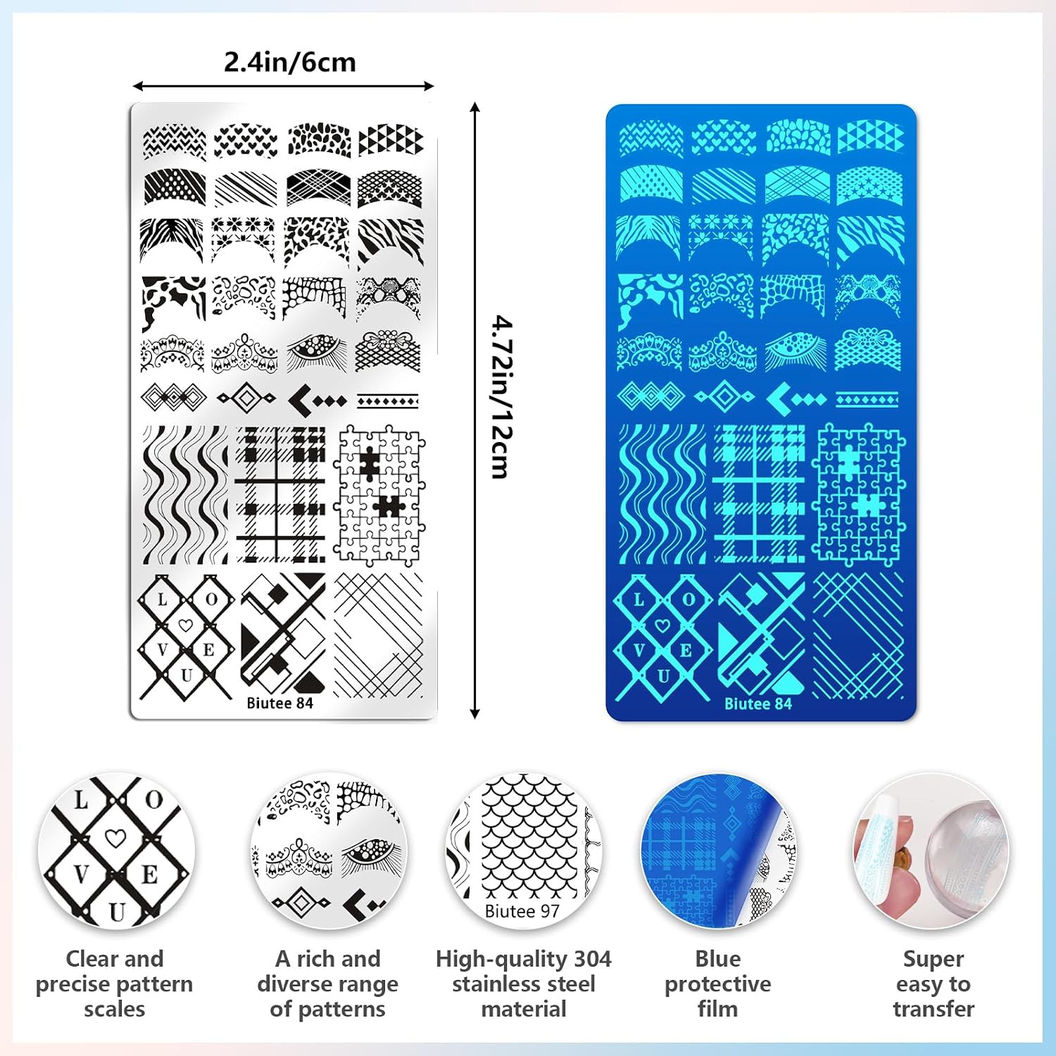 13Pcs Nail Stamping Plates Set – Lace Series Nail Art Stamper and Scraper Kit, P