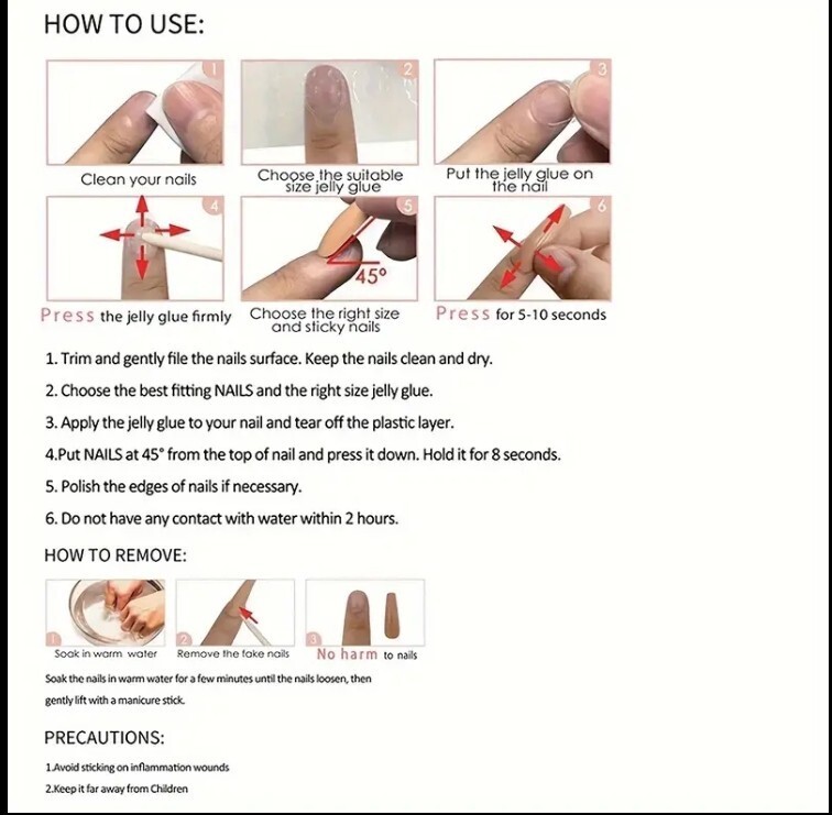 Solid Color Glitter Is Gorgeous Press-Glue On Nails Reusable 24 Each New