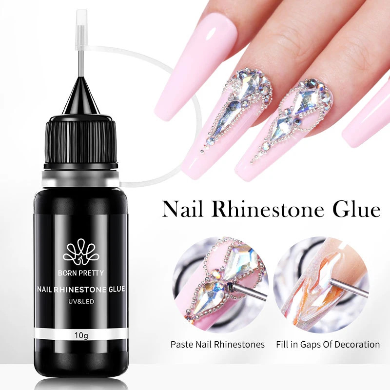 BORN PRETTY 10g Nail Rhinestone Adhesive Glue For Stick The Drill Tranparent
