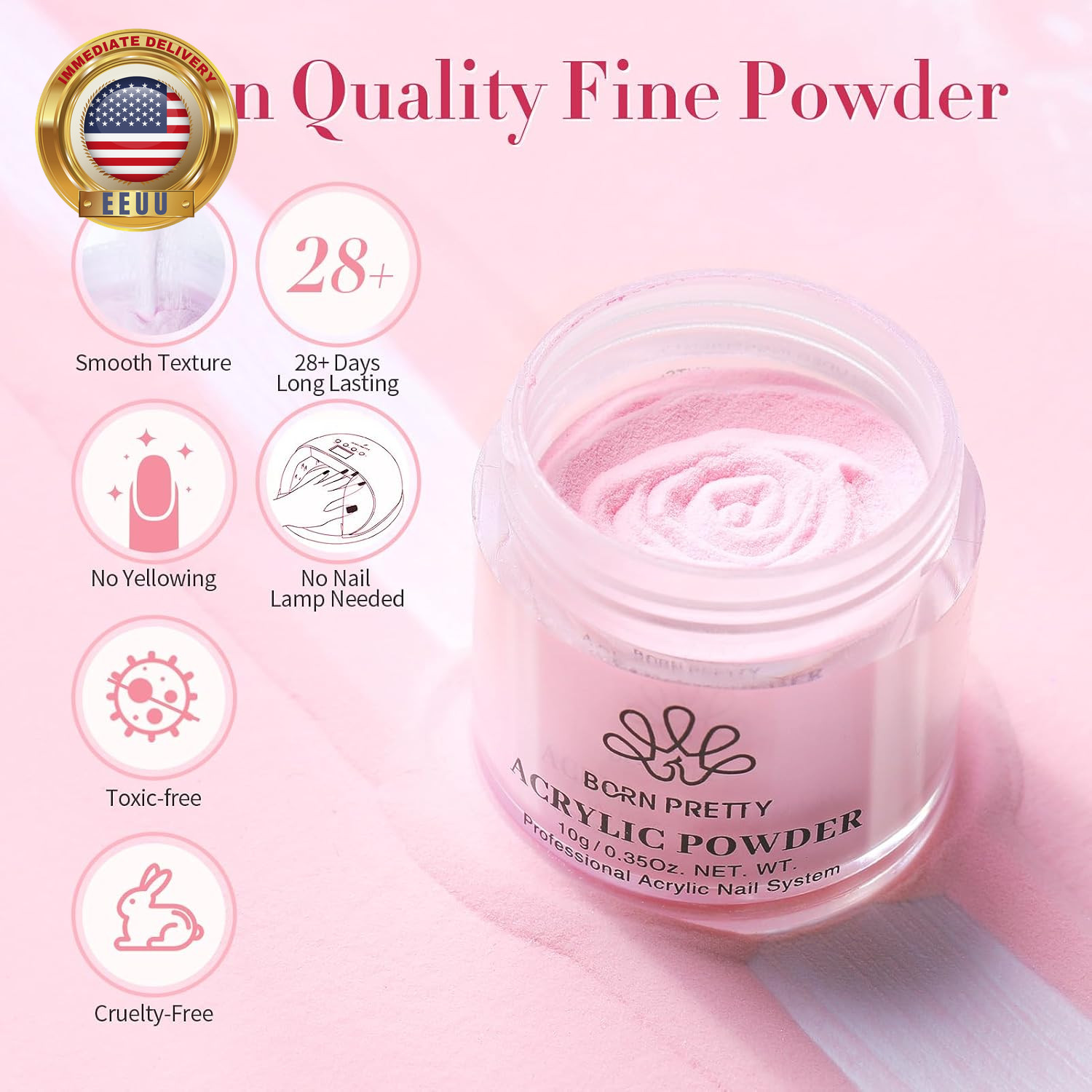 Acrylic Nail Kit – Acrylic Powder (Clear, White, Pink) & Liquid Set with Nail Fo
