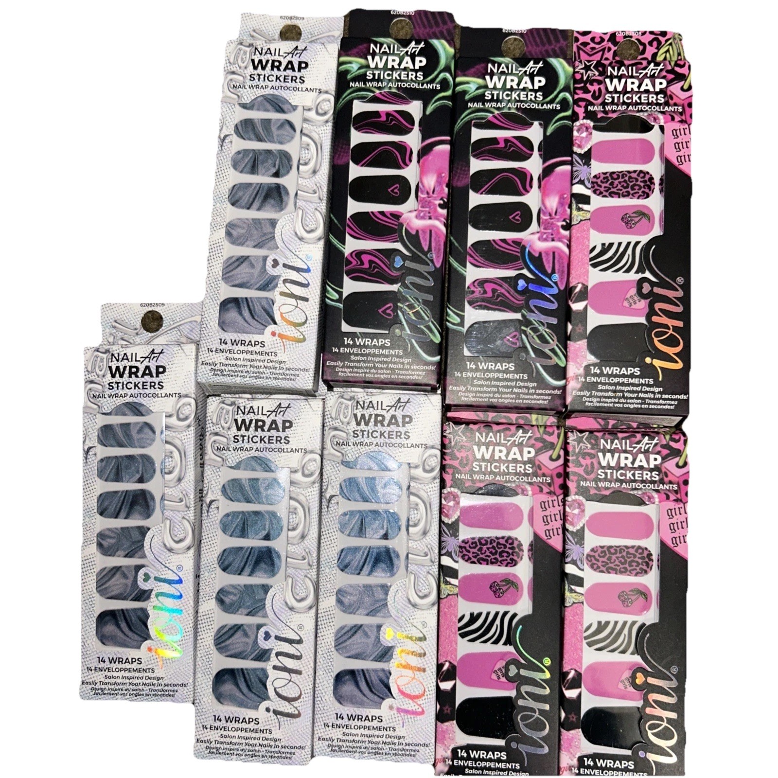 Ioni Nail Art ~Lot Of 20~Sequins, Wraps,Stickers, Chrome Powder & Tools!