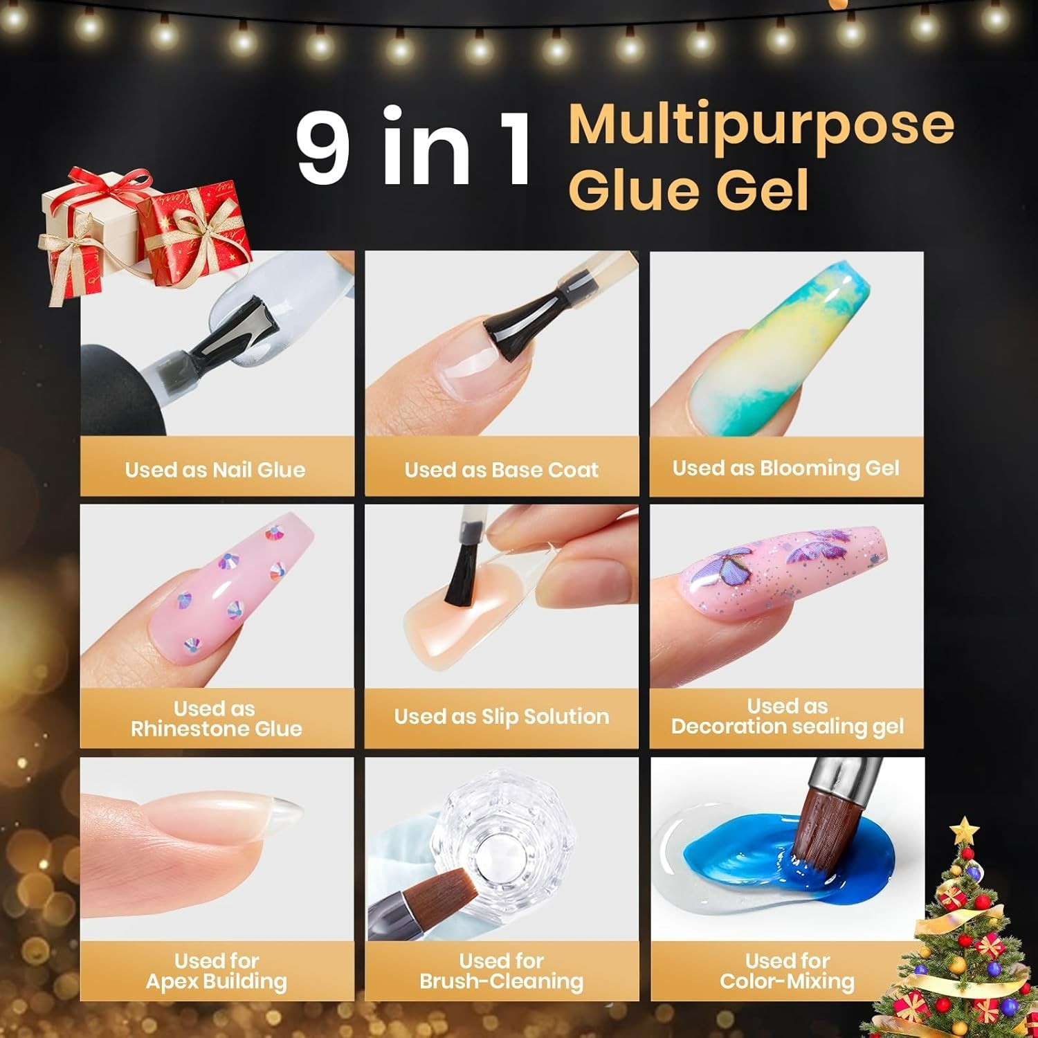 Beetles Gel Nail Kit Etch-X, Almond Short, 504pcs 12 Sizes Nail tips, with 9 …