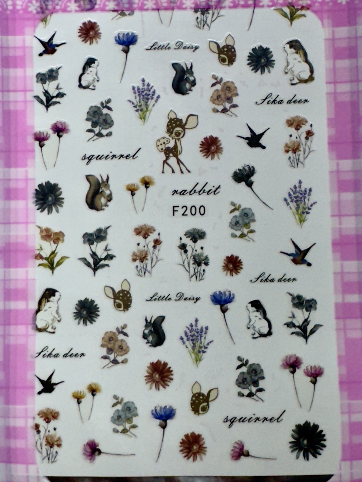 Rabbit, Squirrel , Deer, Flowers, Daisy, Self Adhesive Nail Art Stickers