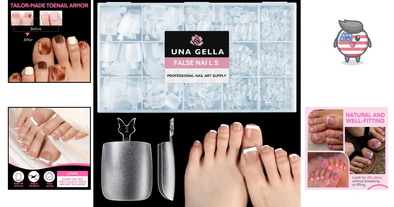 Quick Application Square Toe Nail Tips – 504 Pcs Full Coverage for Perfect Toes