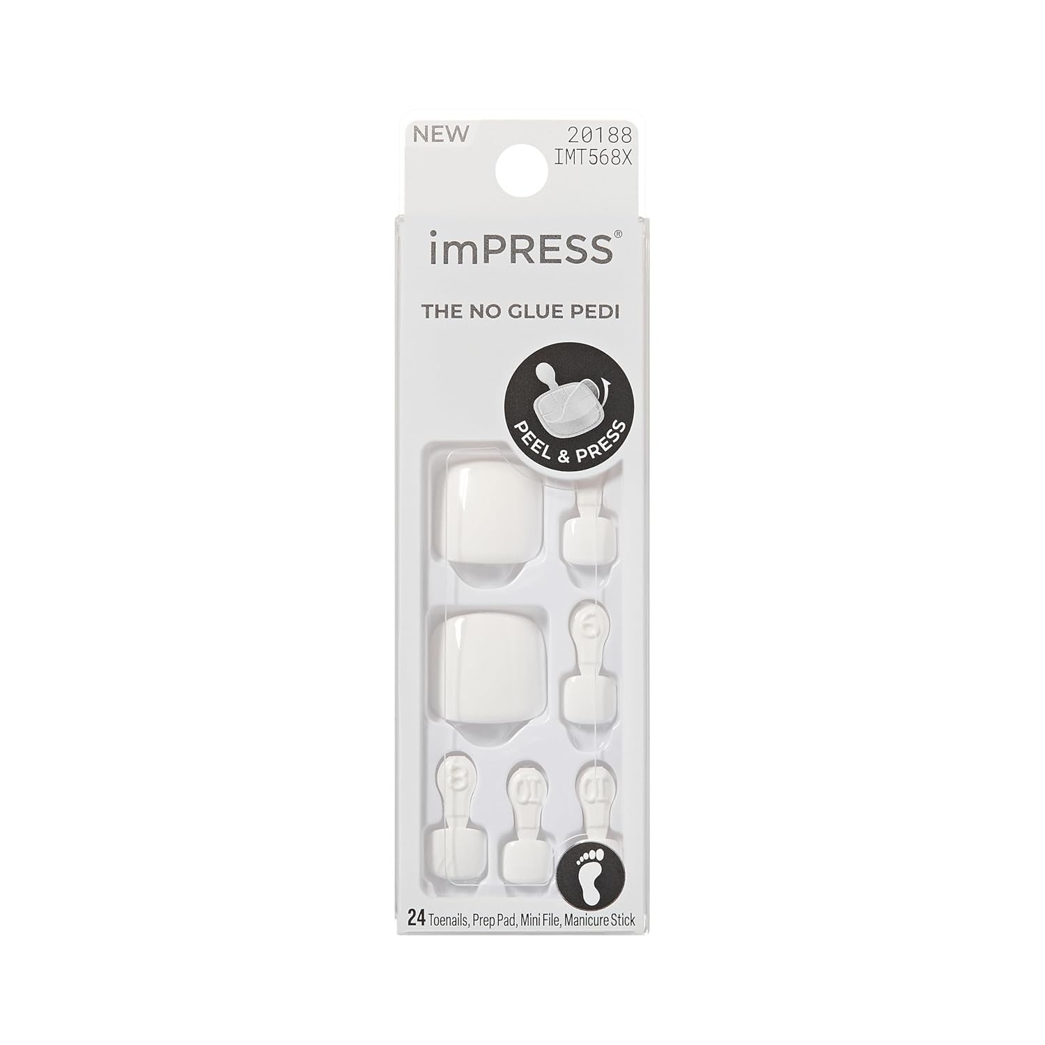 No Glue Mani Press On Nails, Color, ‘Feel The Beat’, White, Short Size, Squov…