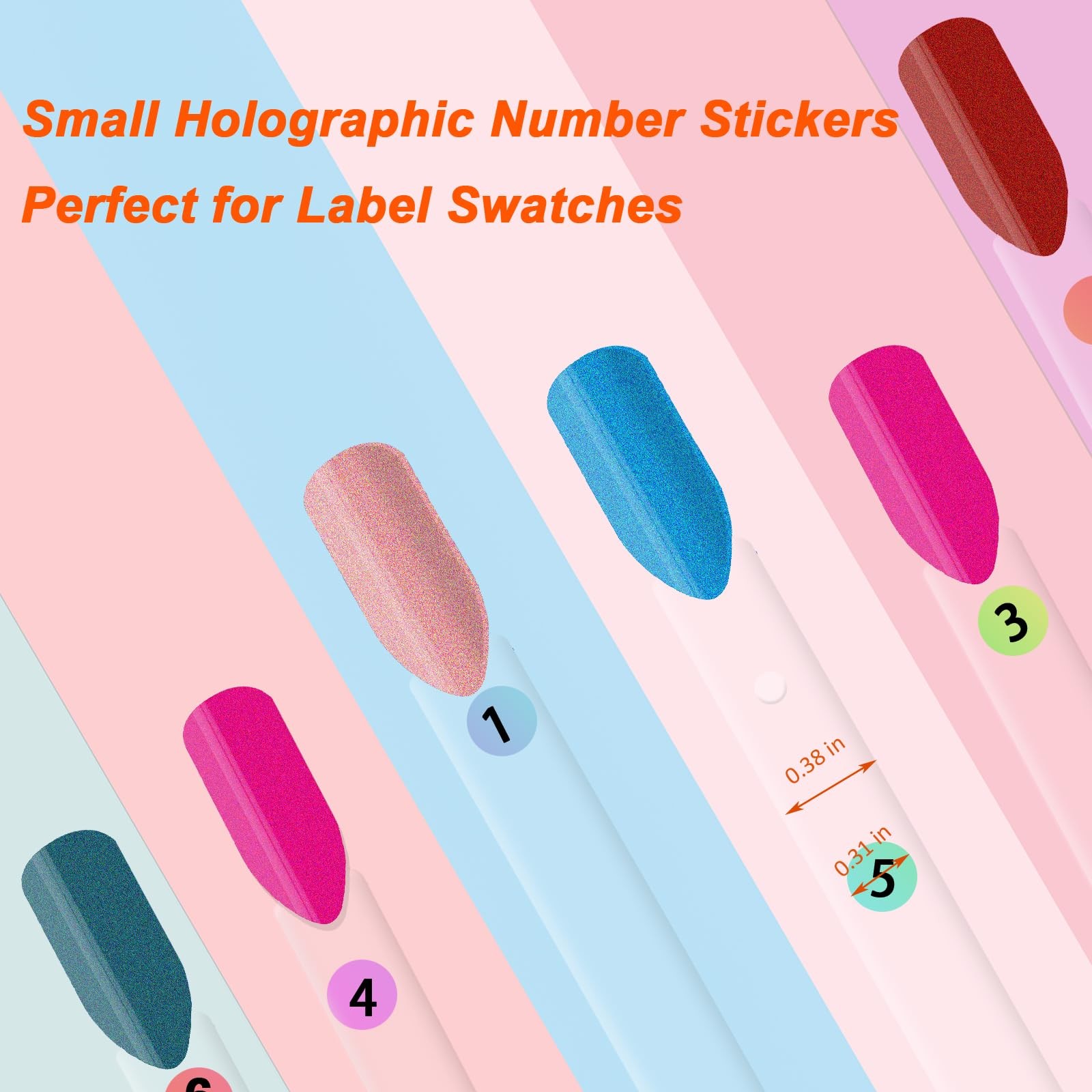 50 Pcs Clear Fan Shape Nail Color Swatches Sticks with Ring for Manicure