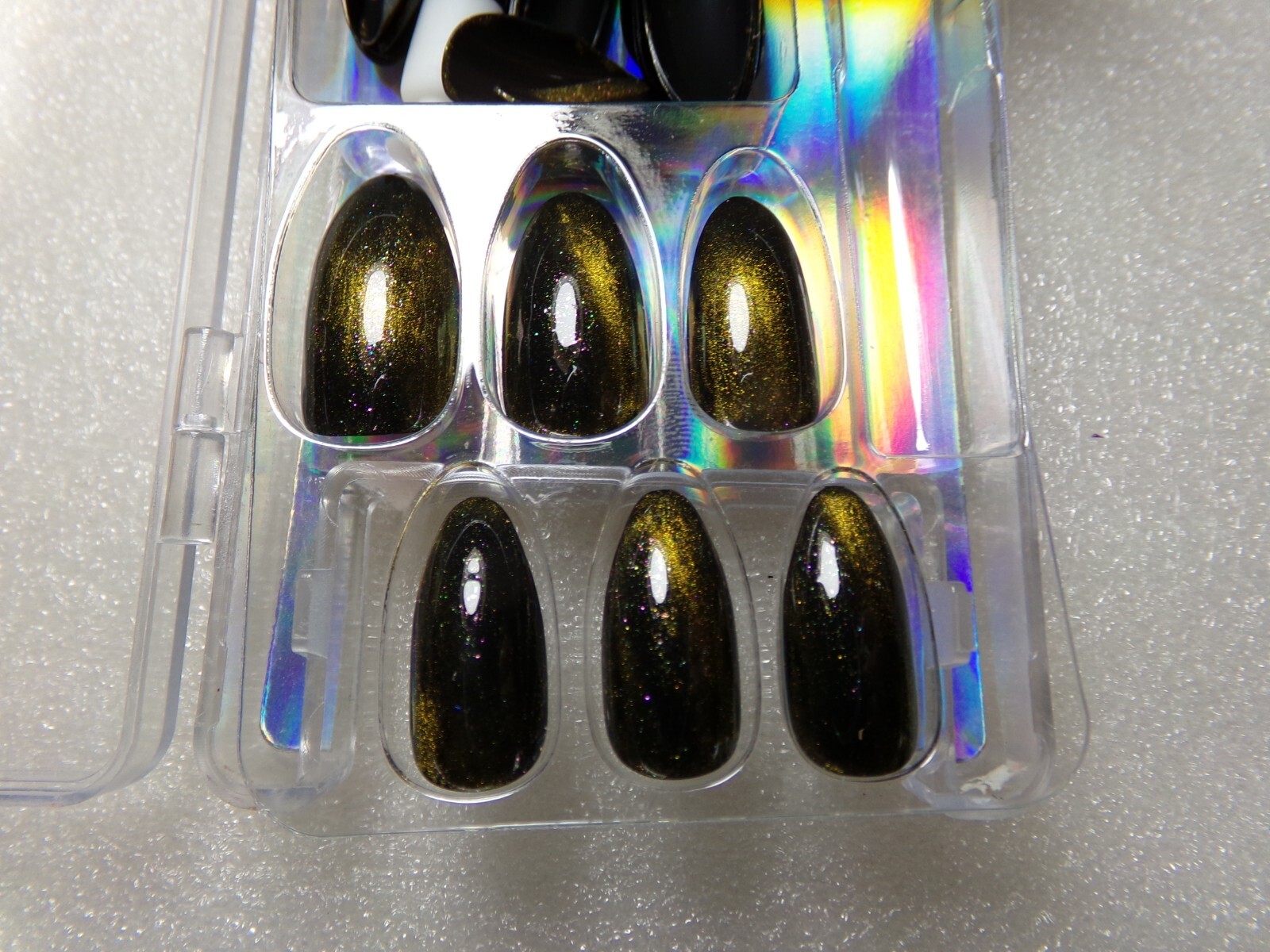 Claire’s Nails Black & Gold Magnetic Polish Medium French Stiletto