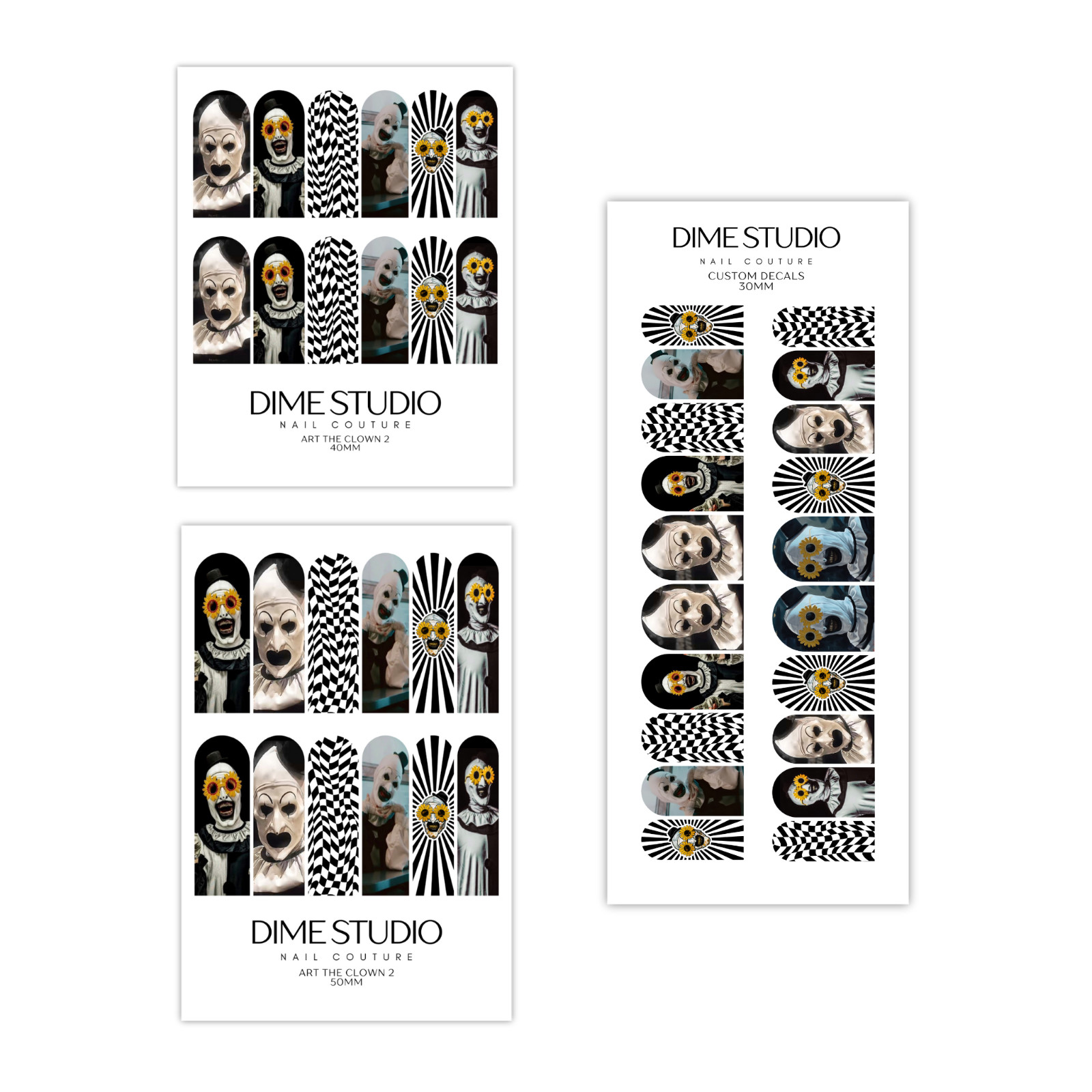 Terrifier Art The Clown Halloween Horror Nail Decals Water Transfer Nail Wraps