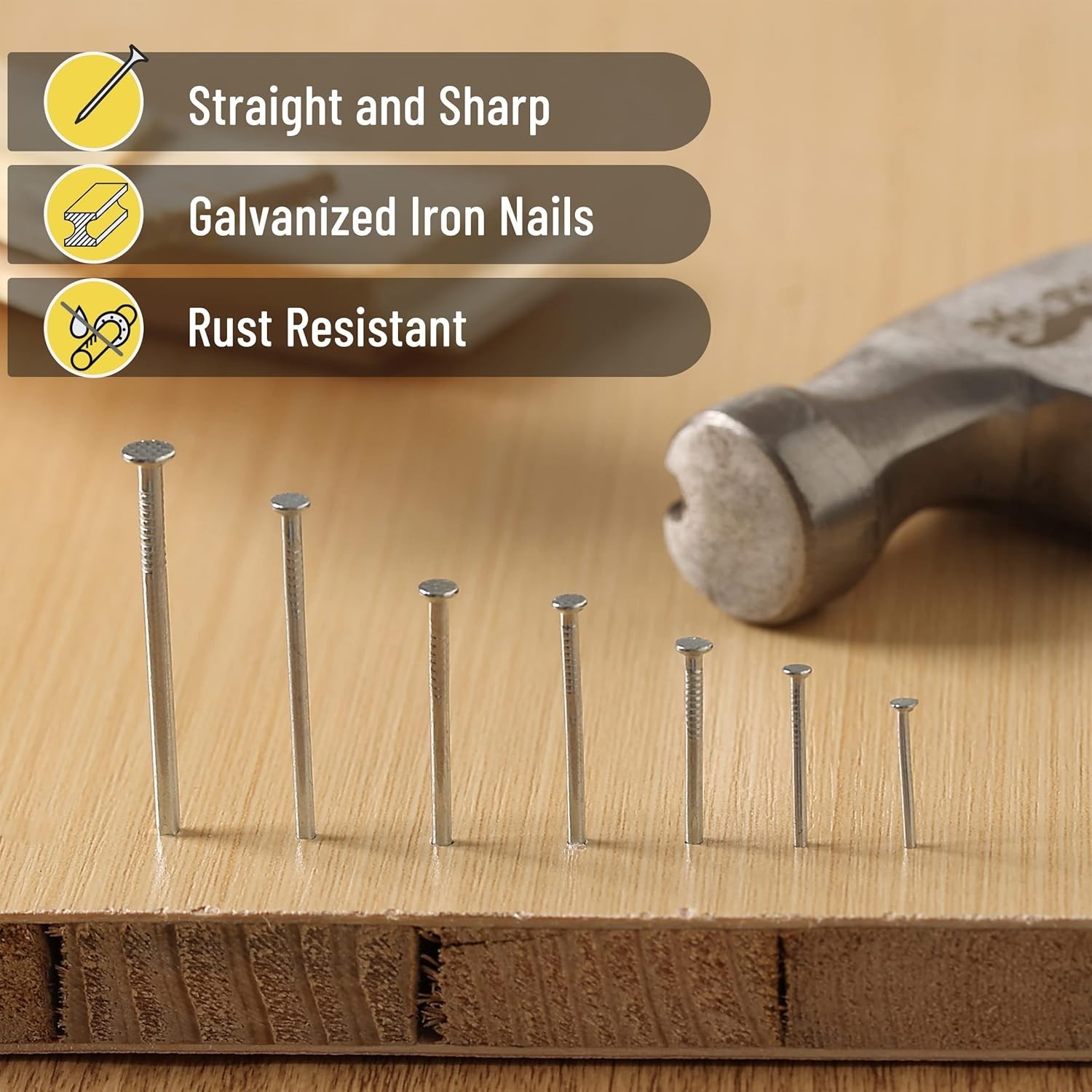 Versatile Nail Kit: 1500 Assorted Flat & Brad Nails Organized for Quick Access