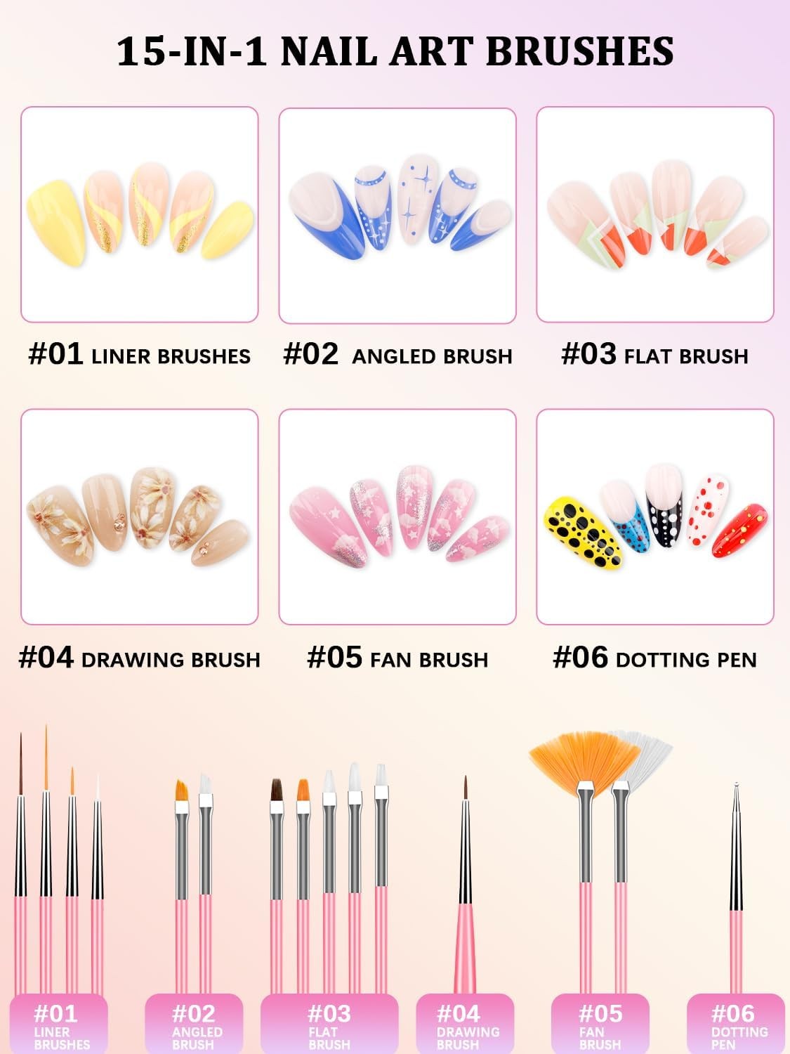 Nail Art Brushes Set, Nail Dotting Tools, French Tip Tool, Nail Art