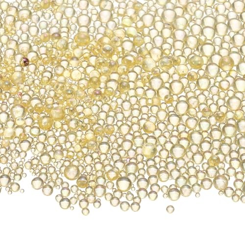 Iridescent Glass Tiny Bubble Beads, 0.4-3mm 20g No Hole φ0.4-3mm Deep Yellow