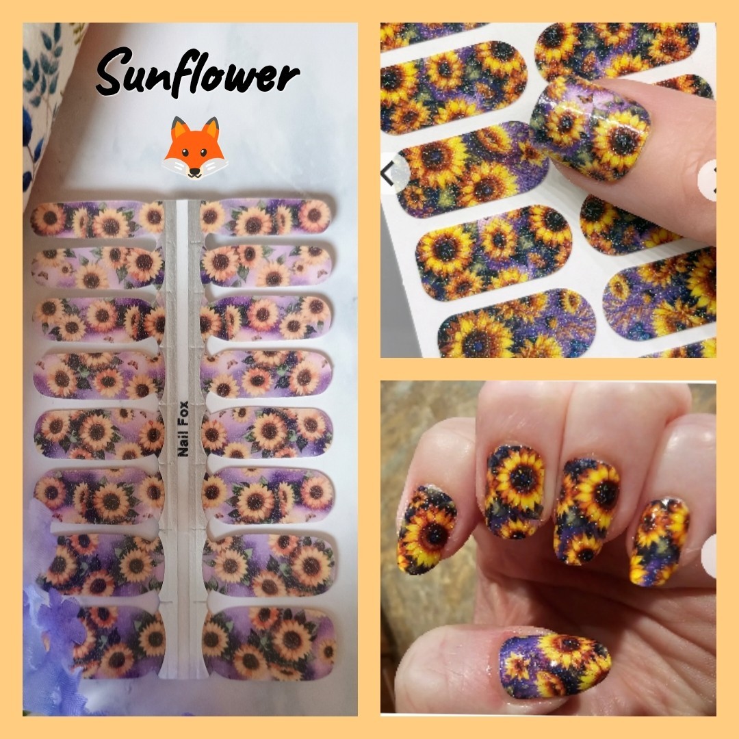 Lily And Fox Nail Fox Nail Strip Wraps 16ct *Sunflower* Exclusive Designs! 🦊