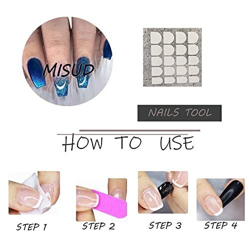 Medium Coffin Press on Nails, Blue Ombre Fake Nails, Glossy Glue on 07001Blue