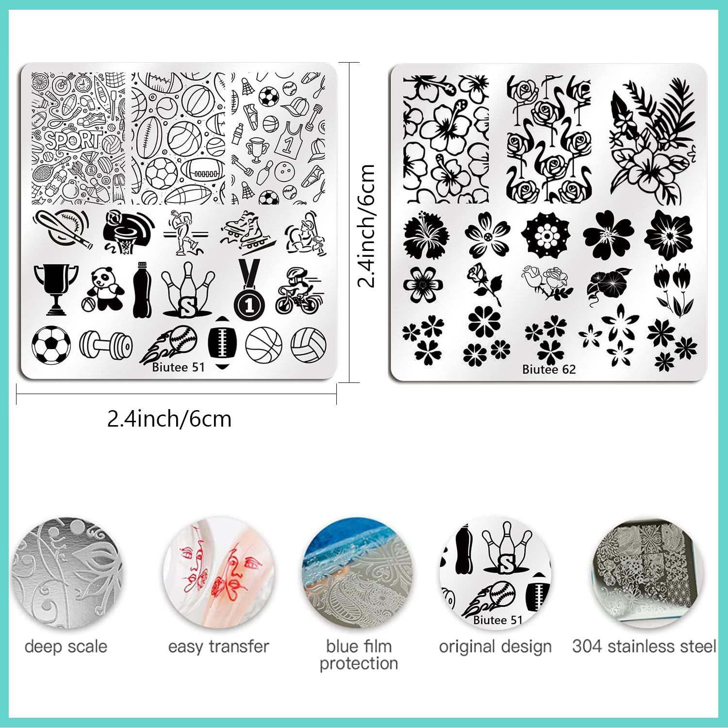 Biutee Nail Stamping Plates Set 15PCS Nail Art Stamper Scraper Nail Stamp Plates