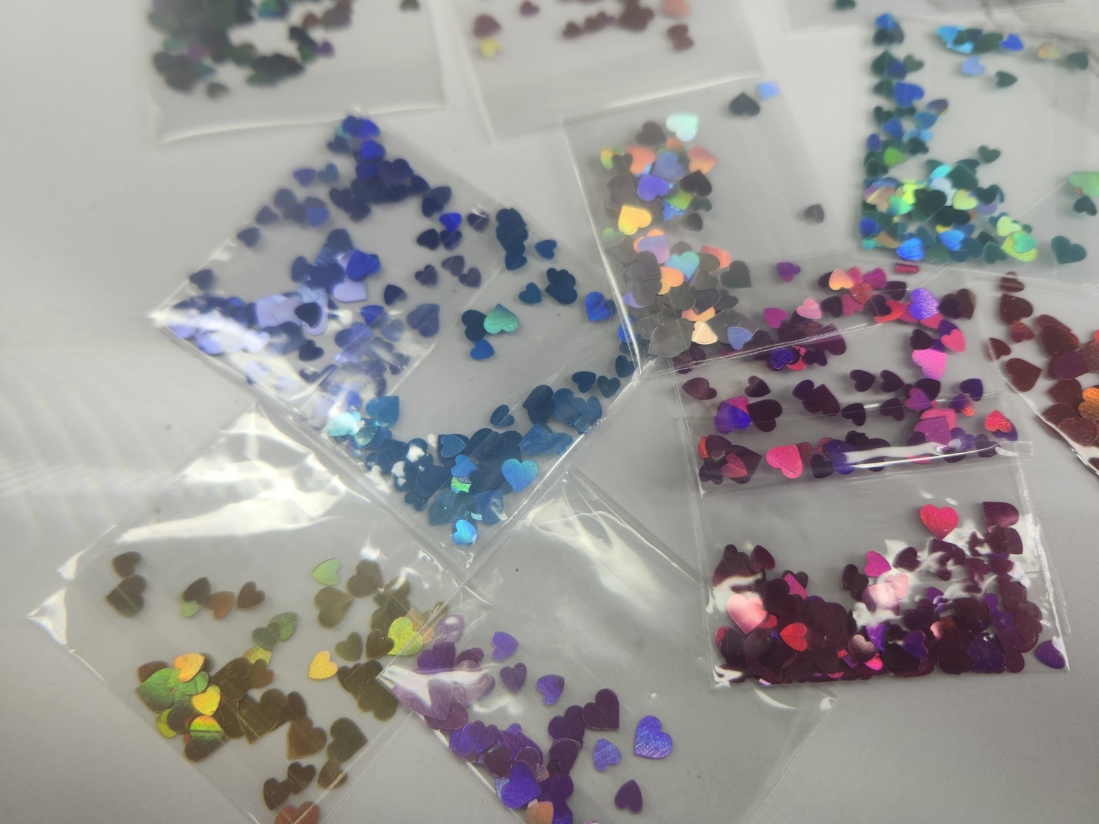 Holograpgic Hearths Solvent Resistance Glitter Nail Art, 12 Minibags For $5